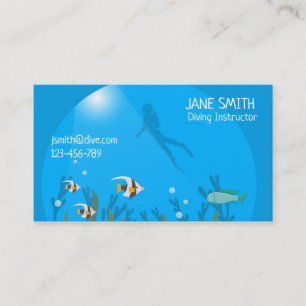 Diving Instructor deep sea diving business modern Business Card