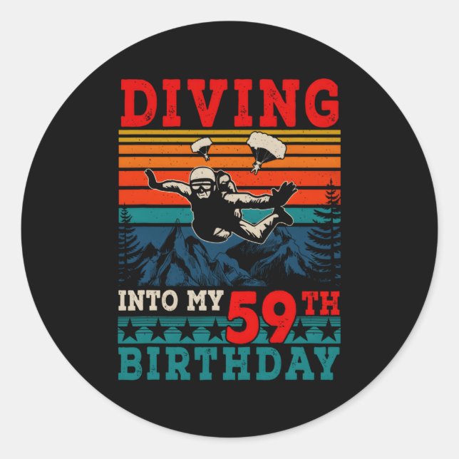 Diving Into My 59Th Skydiving Classic Round Sticker (Front)