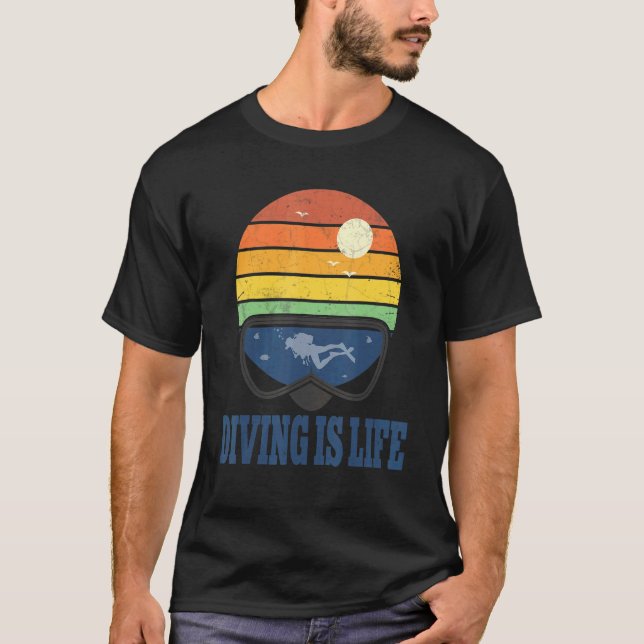 Diving Is Life   Vintage Scuba Diving T-Shirt (Front)