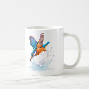 Diving Kingfisher Vibrant Wildlife Art Coffee Mug
