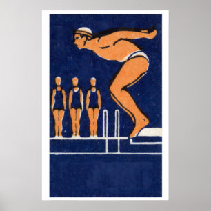 Diving Man - Matchbox Print - Aesthetic Wall Art