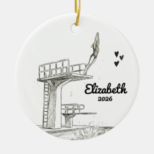 Diving Ornament, Platform Diver Gifts Christmas Ceramic Tree Decoration