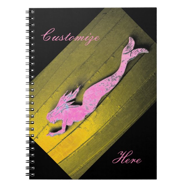 diving pink mermaid spiral notebook (Front)