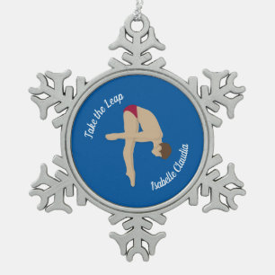 Diving Snowflake Pewter Christmas Ornament