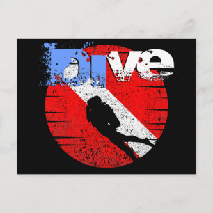 Diving sport, American Diver Down Flag SCUBA Postcard