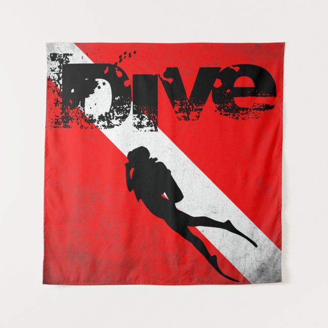 Diving sport, American Diver Down Flag SCUBA Tapestry (Front)
