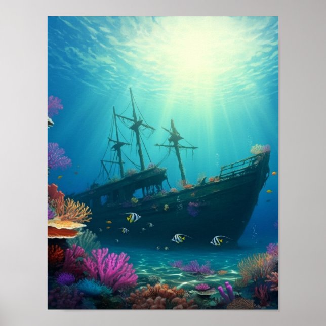Diving the shipwreck reef poster (Front)