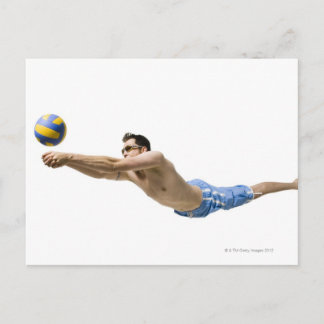 Diving volleyball player postcard