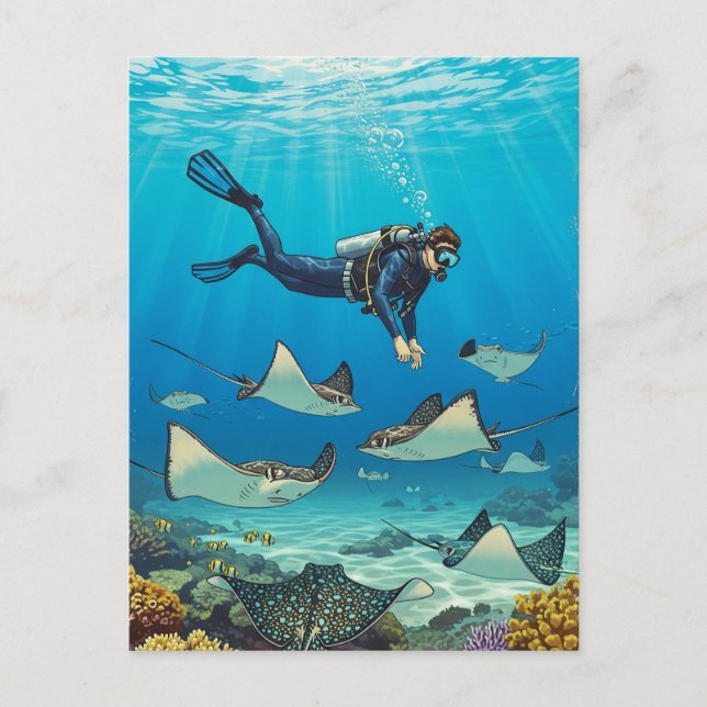 Diving with Stingrays Postcard (Front)