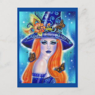 Divinia Colourful Halloween witch by Renee Lavoie Postcard