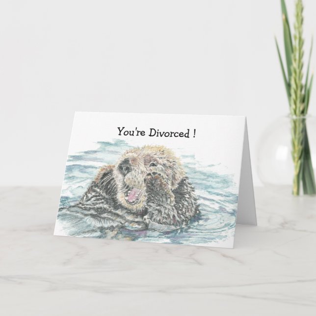 Divorce Congratulations Humour  Cute Excited Otter Card (Front)