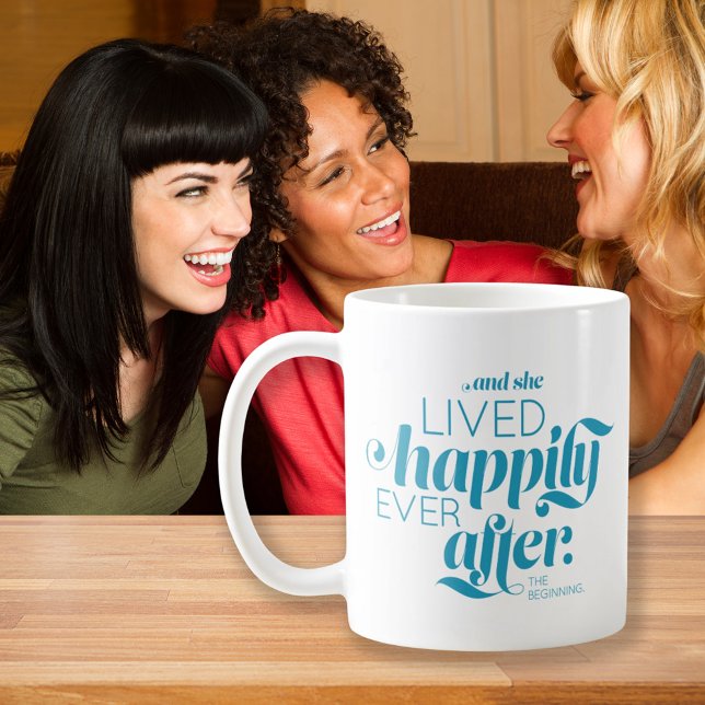 Divorce Happily Ever After Woman Teal Typography Coffee Mug (Creator Uploaded)