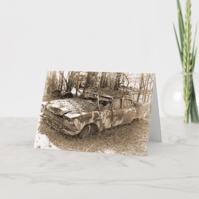 Divorce, Humour, Vintage Wrecked Car Card (Front)