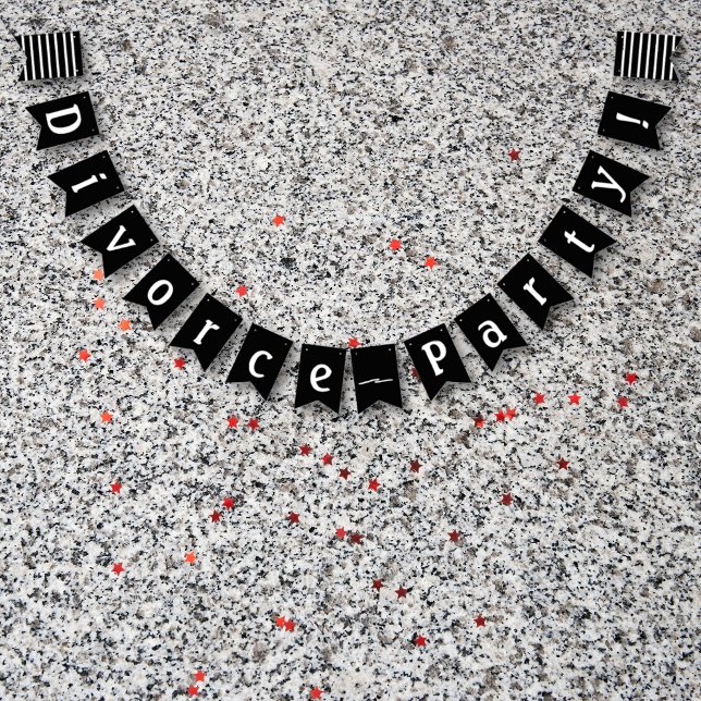 Divorce Party Celebration Black White Bunting (Your Divorce Party needs the proper decor! This is part of the "ex-Hubby, Start Packing" collection.)