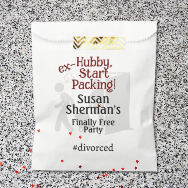 Divorce Party Celebration Ex Hubby Start Packing Favour Bags (Use this treat bag for goodies from her divorce party with the ex-Hubby Start Packing theme! )