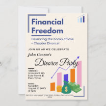 Divorce party invites: Financial freedom