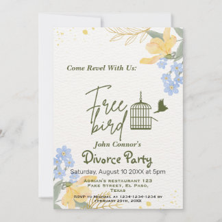 Divorce party invites: Free bird, Humourous Invitation