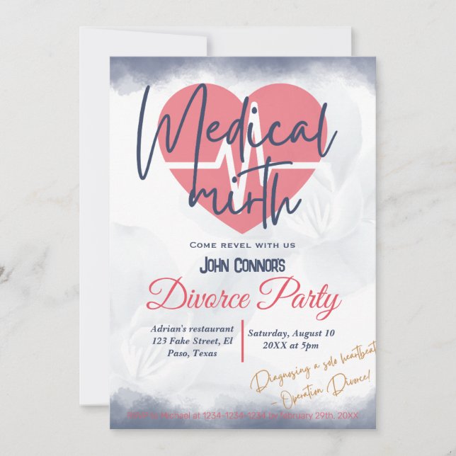 Divorce party invites: Medical Mirth Invitation (Front)