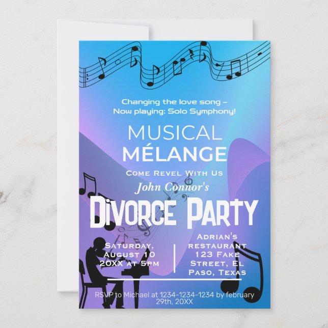 Divorce party invites: Musical mélange Invitation (Front)