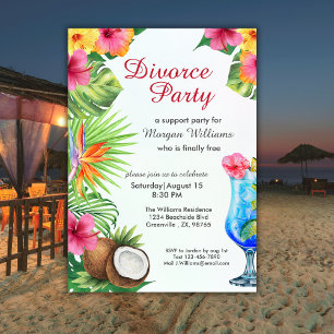 Divorce Tropical Summer Dine & Cocktail Party  Invitation