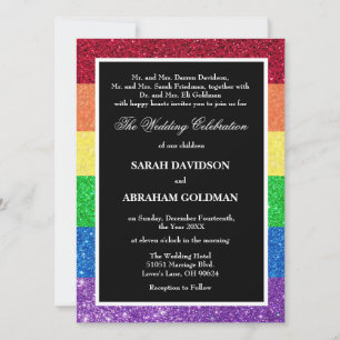 Divorced Parents Rainbow Wedding Invitations