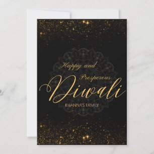 Diwali Black and Gold customisable  Holiday Card
