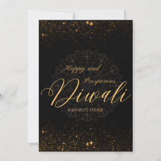 Diwali Black and Gold customisable  Holiday Card