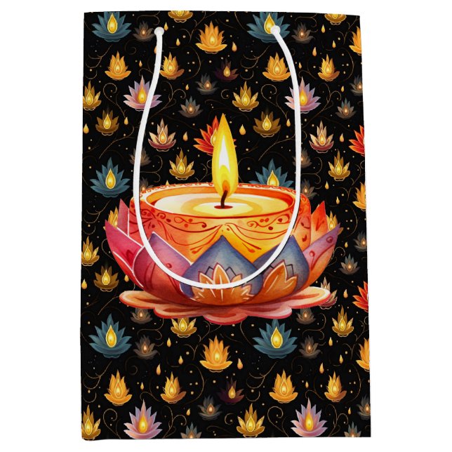 Diwali Candles  Medium Gift Bag (Front)