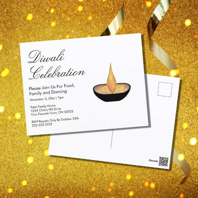 Diwali Celebration Diya Flame Elegant  Holiday Postcard (Creator Uploaded)