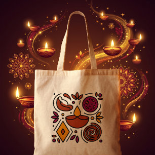 Diwali Celebration Minimalist Diya Sweets Tote Bag