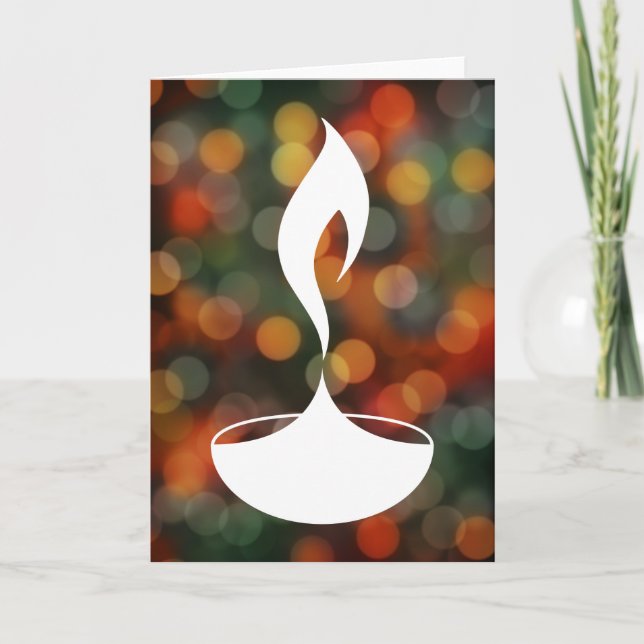 diwali diya bokeh lights card (Front)
