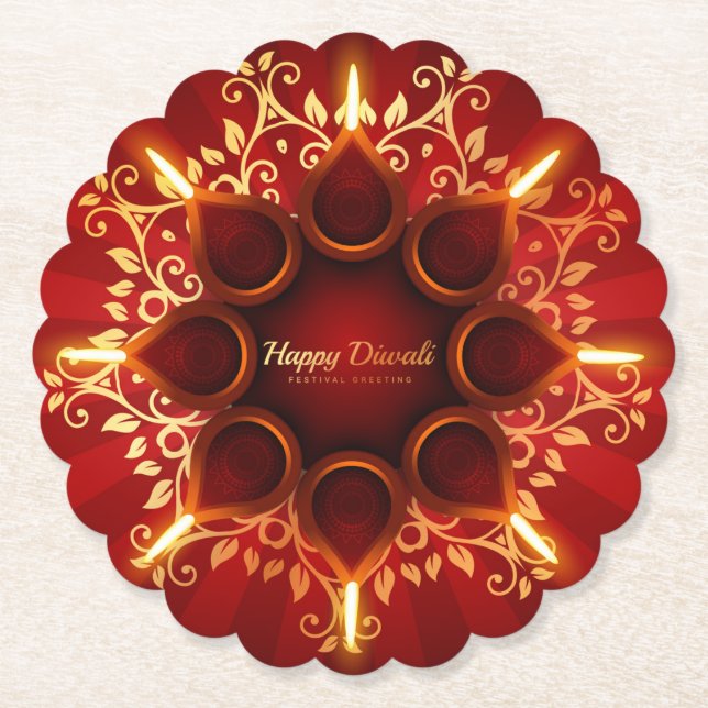 Diwali Diya Paper Coaster (Front)
