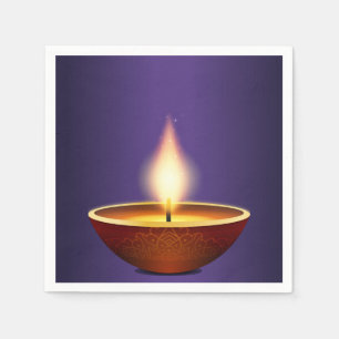Diwali Diya Purple background Napkin