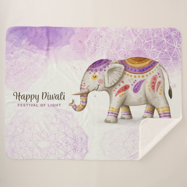 Diwali Elephant Sherpa Blanket (Front (Horizontal))