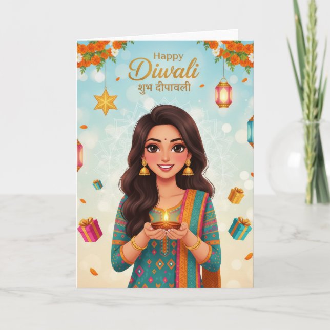 Diwali festival celebration card (Front)
