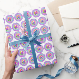 Diwali glitter lotus rangoli wrapping paper