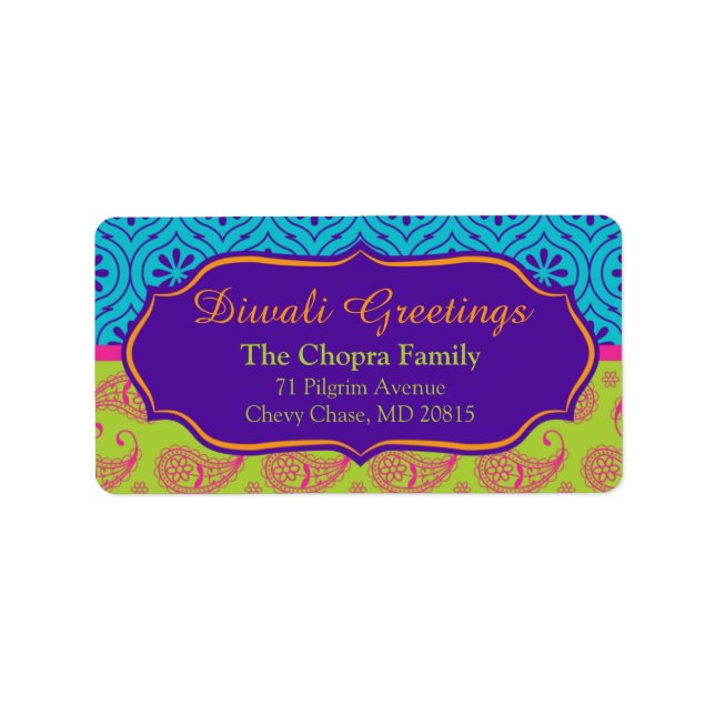 Diwali Greeting Holiday Address Label (Front)