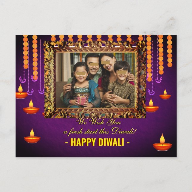  Diwali greeting traditional photo  Card (Front)