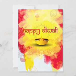 Diwali greeting with Diya in budget Holiday Card