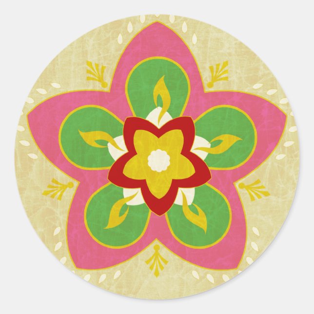 diwali greetings rangoli classic round sticker (Front)