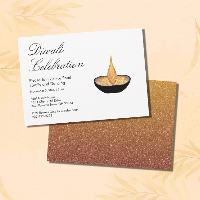 Diwali Hindu Festival of Lights Gold Diya  Invitation (Creator Uploaded)