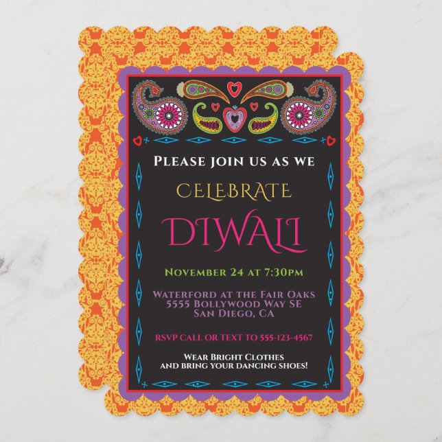 Diwali Indian Party Invitation (Front/Back)