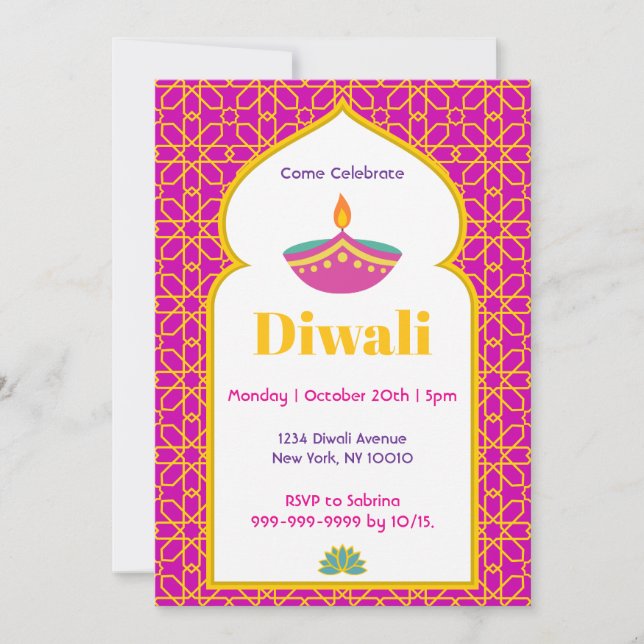 Diwali Invitation Party Card (Front)