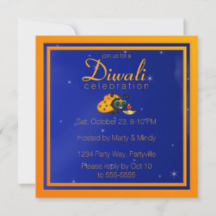 Diwali Ladybug with Dipa on a Starry Night Invitation