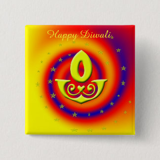 Diwali Lamp 15 Cm Square Badge