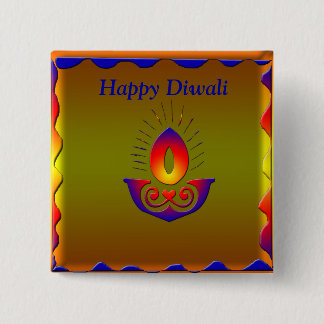 Diwali lamp 15 cm square badge