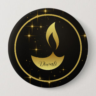 Diwali Light: A Whisper in Gold Diwali 10 Cm Round Badge