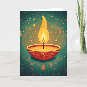 Diwali Light Lamp Green Holiday Card