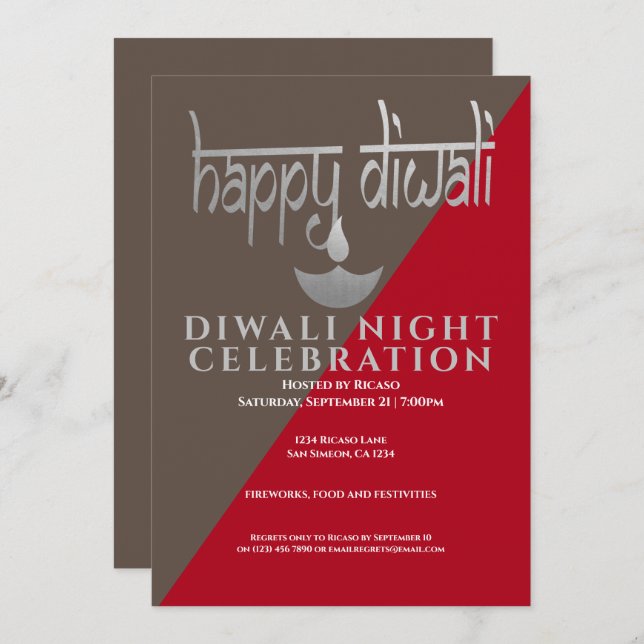 Diwali Night Celebration Of Light Invitation (Front/Back)