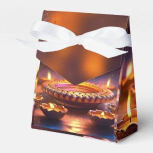 Diwali Orange Brown Golden Lamp Diyas  Favour Box